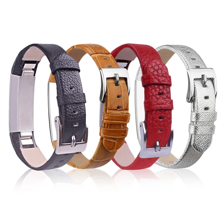 Genuine Leather Watch Band for Fitbit Alta - Black