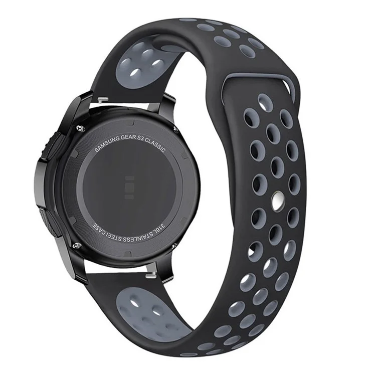 Hollow Two-tone Soft Silicone Watch Band for Samsung Gear S3 Frontier / S3 Classic - Dark Grey / Black