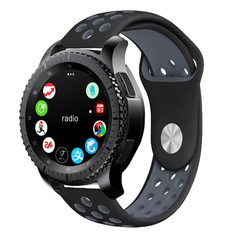 Hollow Two-tone Soft Silicone Watch Band for Samsung Gear S3 Frontier / S3 Classic - Dark Grey / Black