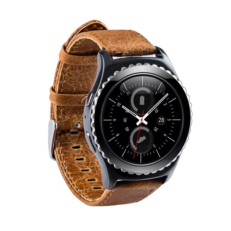 Crazy Horse Genuine Leather Watch Band for Samsung Gear S2 Classic (SM-R732) - Brown