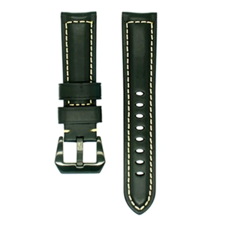 Vintage Genuine Leather Watch Band for Apple Watch Series 3/2/1 42mm - Bright Black