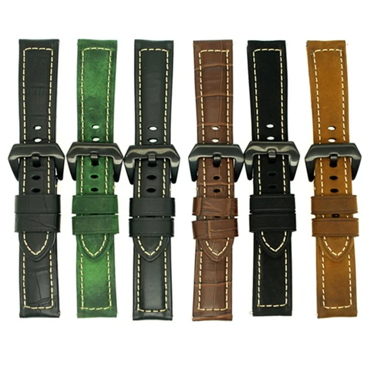 Vintage Genuine Leather Watch Band for Apple Watch Series 3/2/1 38mm - Bright Black