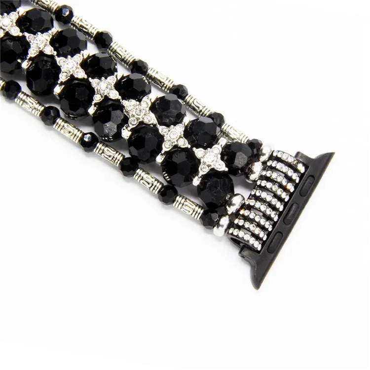 Imitation Pearl Decor Smart Watch Band for Apple Watch Series 3/2/1 38mm - Black