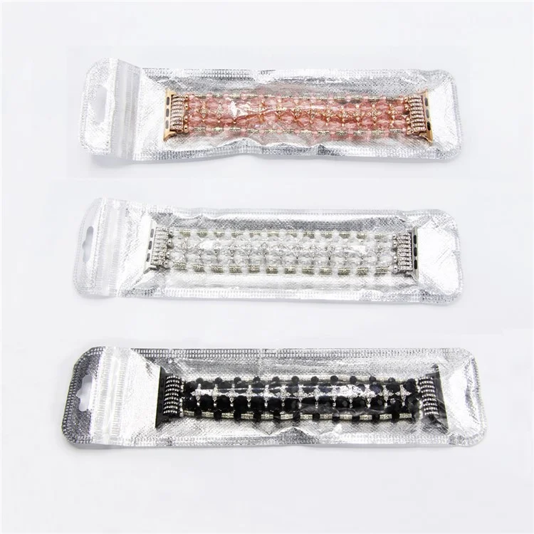 Imitation Pearl Decor Smart Watch Band for Apple Watch Series 3/2/1 38mm - Black