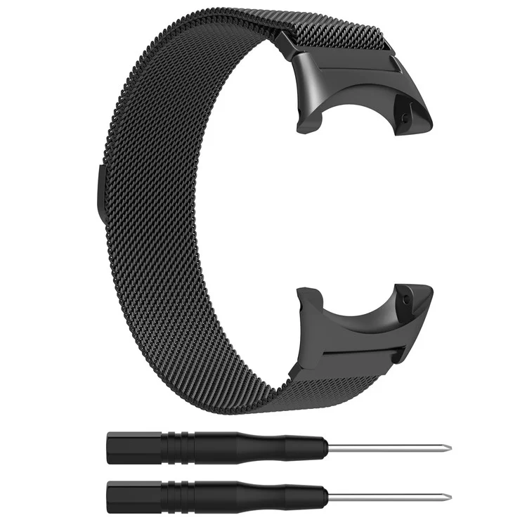 Magnetic Milanese Metal Watch Band for Suunto Core All Black with Installation Tools - Black