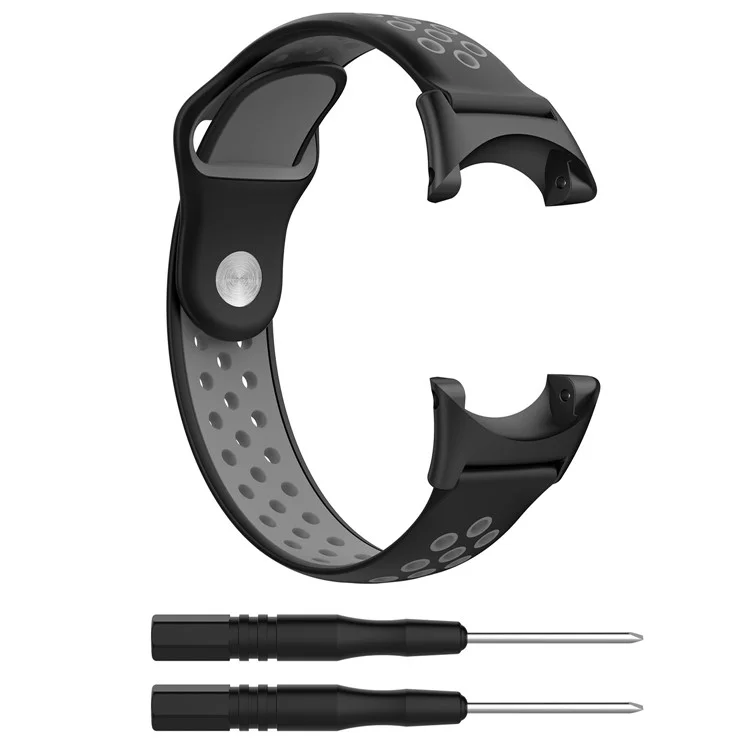Hollow Two-tone Silicone Watch Sport Strap for Suunto Core All Black with Installation Tools - Black / Grey