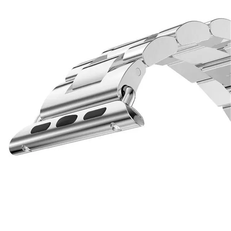 Banda de reloj de acero inoxidable de tres cuentas de lujo para Apple Watch Series 10 46mm / Ultra 2 Ultra 49mm / 9 8 7 45mm / SE (2023) SE (2022) SE 6 5 4 44mm / 3 2 1 42mm - Plata