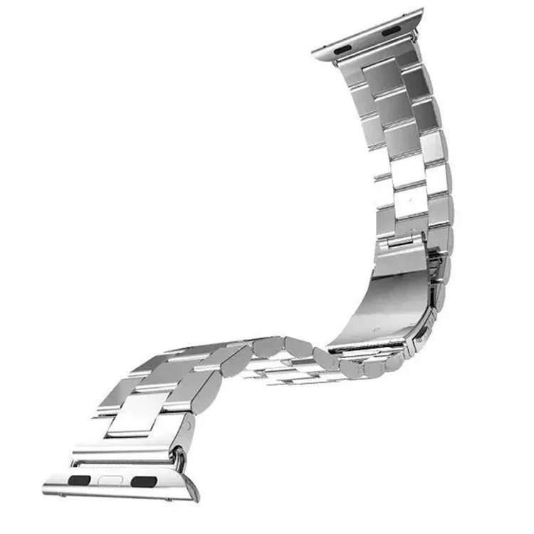 Banda de reloj de acero inoxidable de tres cuentas de lujo para Apple Watch Series 10 46mm / Ultra 2 Ultra 49mm / 9 8 7 45mm / SE (2023) SE (2022) SE 6 5 4 44mm / 3 2 1 42mm - Plata
