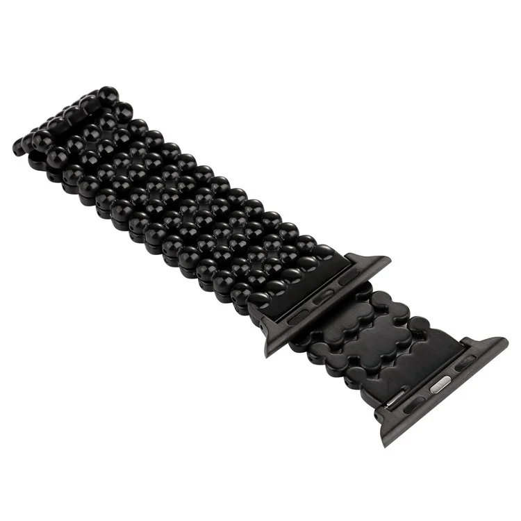 5 Beads Stainless Steel Watch Band Strap for Apple Watch Series 3/2/1 38mm - Black