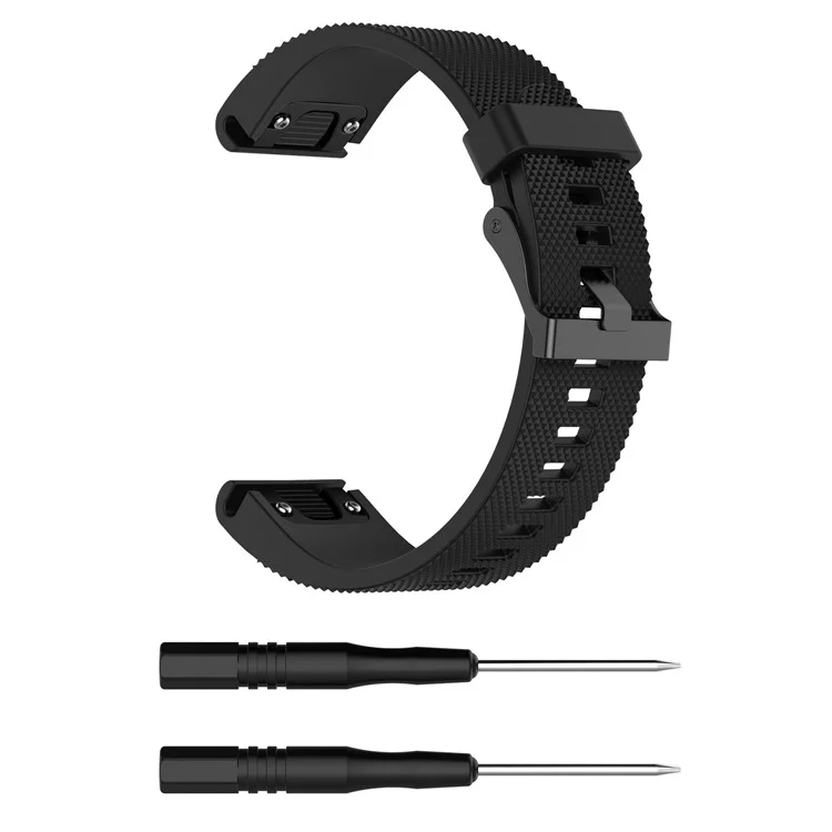 20mm Quick Fit Textured Silicone Watch Band Strap Bracelet Replacement for Garmin Fenix 5s - Black