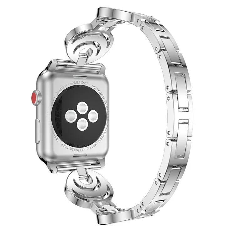 Bracelet de montre en alliage de strass scintillants pour Apple Watch Série 10 46mm / Ultra 2 Ultra 49mm / 9 8 7 45mm / SE (2023) SE (2022) SE 6 5 4 44mm / 3 2 1 42mm - Argent