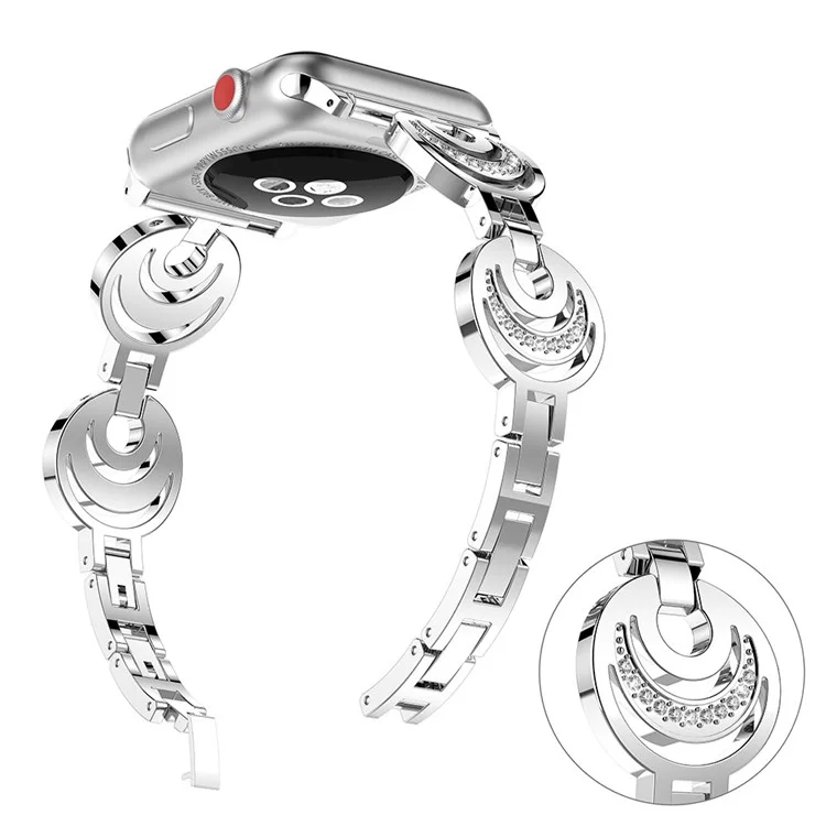Bracelet de montre en alliage de strass scintillants pour Apple Watch Série 10 46mm / Ultra 2 Ultra 49mm / 9 8 7 45mm / SE (2023) SE (2022) SE 6 5 4 44mm / 3 2 1 42mm - Argent