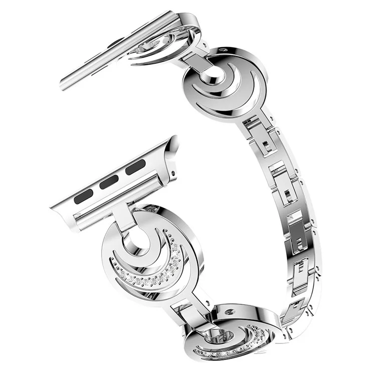 Bracelet de montre en alliage de strass scintillants pour Apple Watch Série 10 46mm / Ultra 2 Ultra 49mm / 9 8 7 45mm / SE (2023) SE (2022) SE 6 5 4 44mm / 3 2 1 42mm - Argent