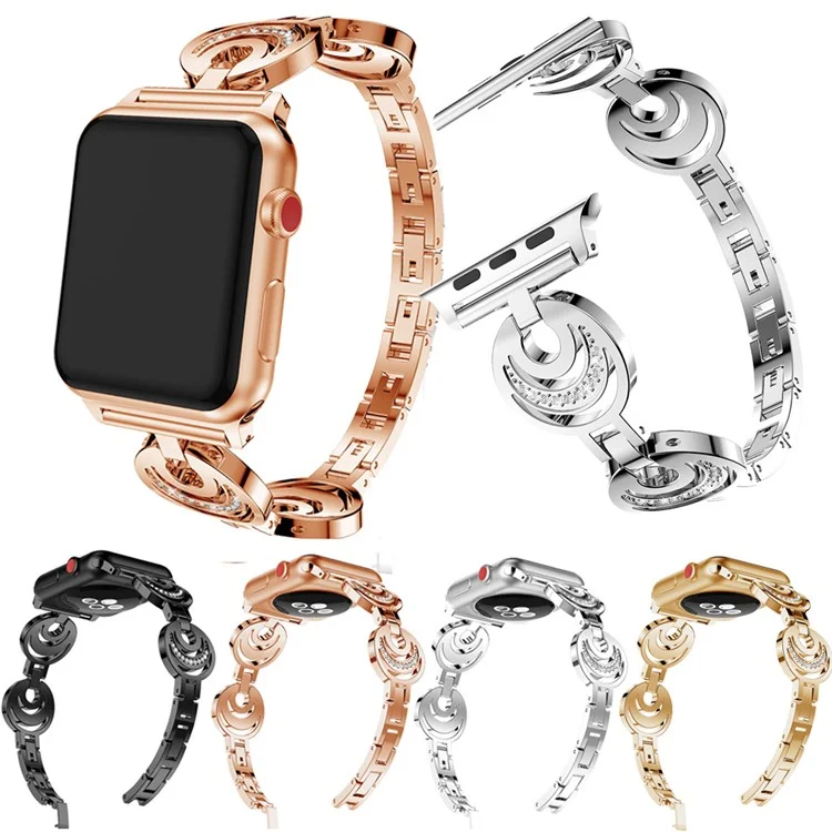 Bracelet de montre en alliage de strass scintillants pour Apple Watch Série 10 46mm / Ultra 2 Ultra 49mm / 9 8 7 45mm / SE (2023) SE (2022) SE 6 5 4 44mm / 3 2 1 42mm - Argent