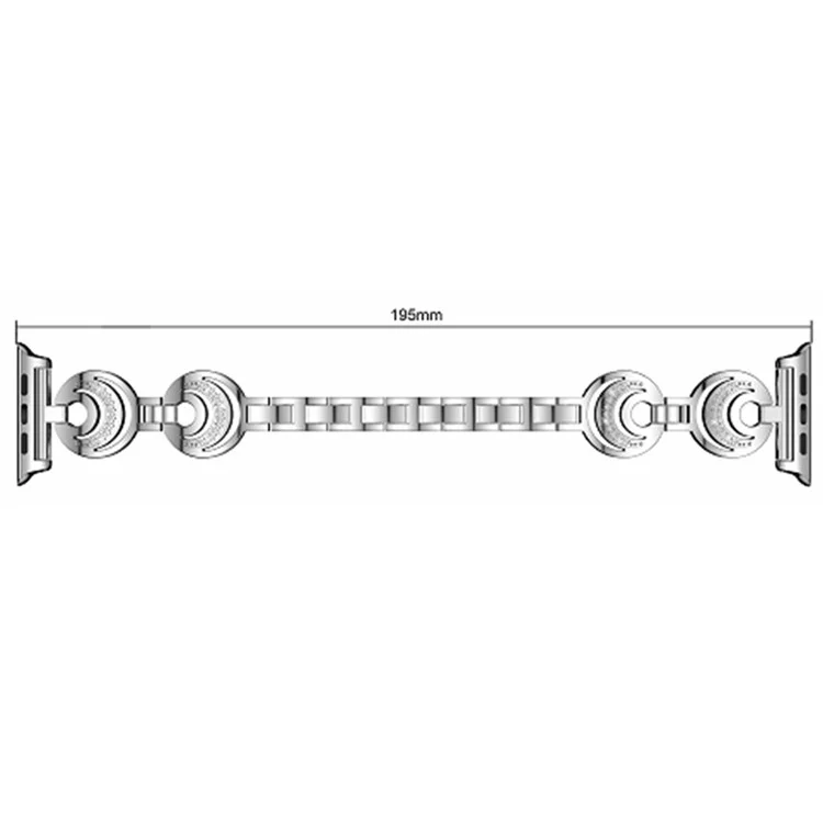 Bracelet de montre en alliage de strass scintillants pour Apple Watch Série 10 46mm / Ultra 2 Ultra 49mm / 9 8 7 45mm / SE (2023) SE (2022) SE 6 5 4 44mm / 3 2 1 42mm - Argent