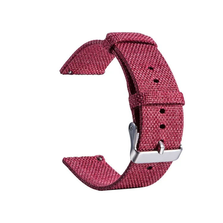 Para Garmin Vivoactive 3 / Vivomove HR Wrist Band 20mm Metal Buckle Nylon Canvas Smart Watch Strap - Vermelho