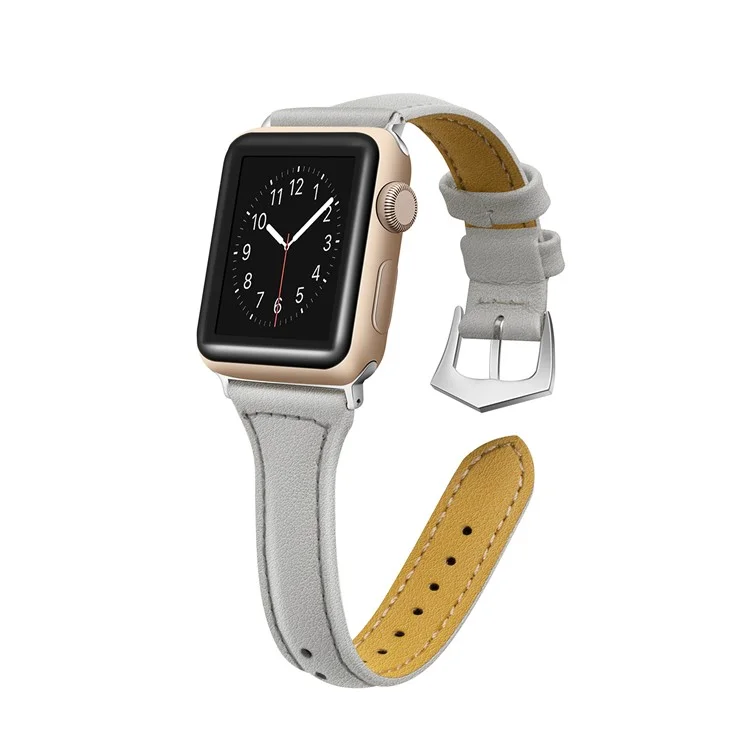 Streamline Design Genuine Leather Watch Band Strap for Apple Watch Series 3/2/1 38mm - Grey