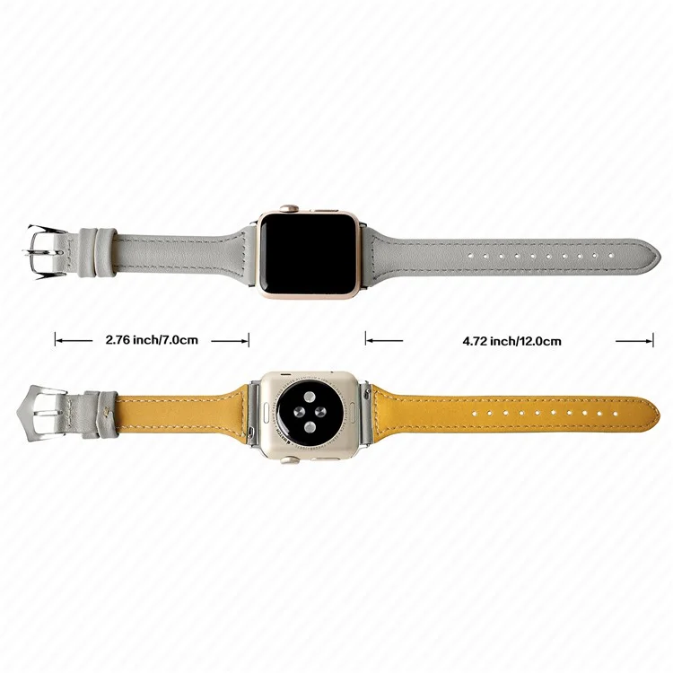 Streamline Design Genuine Leather Watch Band Strap for Apple Watch Series 3/2/1 38mm - Grey
