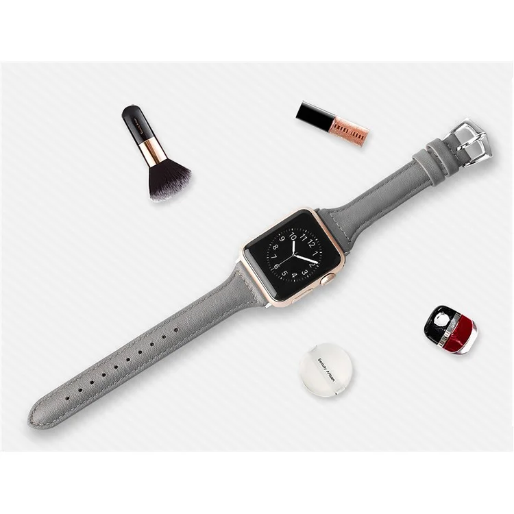 Streamline Design Genuine Leather Watch Band Strap for Apple Watch Series 3/2/1 38mm - Grey