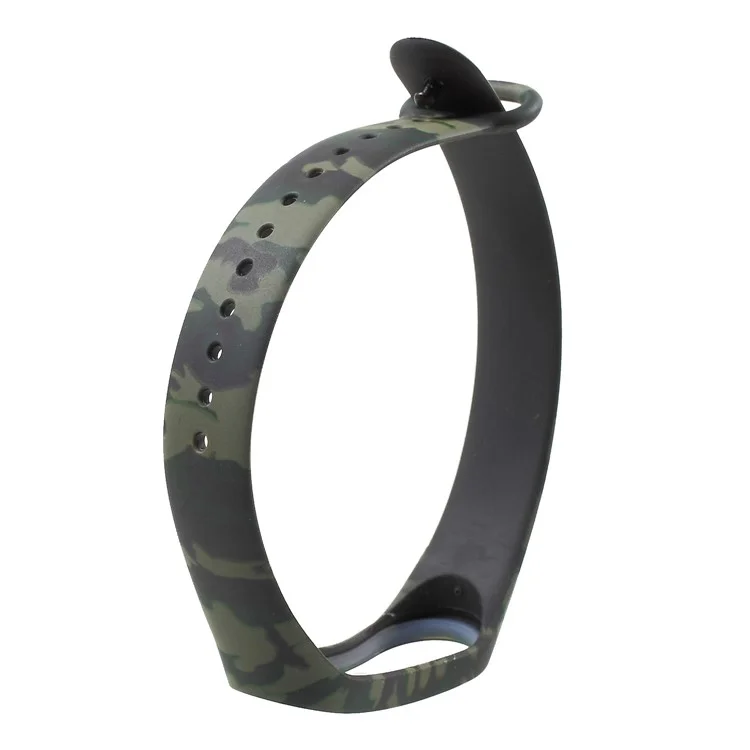 Reemplazo de la Banda de Reloj de Silicona Suave de Camuflaje Para Xiaomi Mi Band 3 - Ejercito Verde