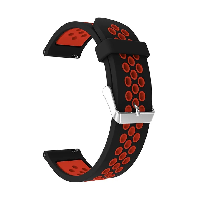 20mm zweifarbiges Silikonarmband für die Samsung Galaxy Watch 42mm, verstellbarer Hohlriemen - Schwarz / Rot