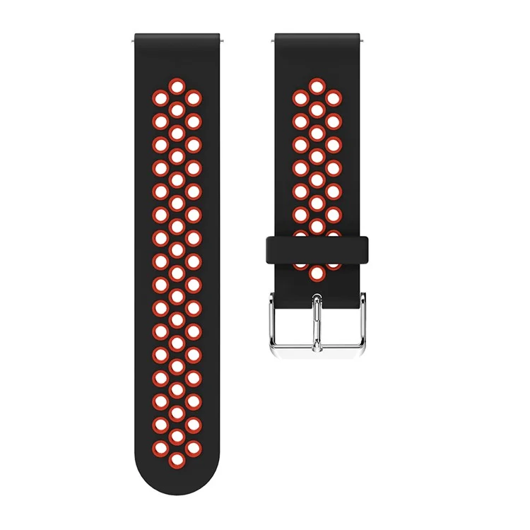20mm zweifarbiges Silikonarmband für die Samsung Galaxy Watch 42mm, verstellbarer Hohlriemen - Schwarz / Rot