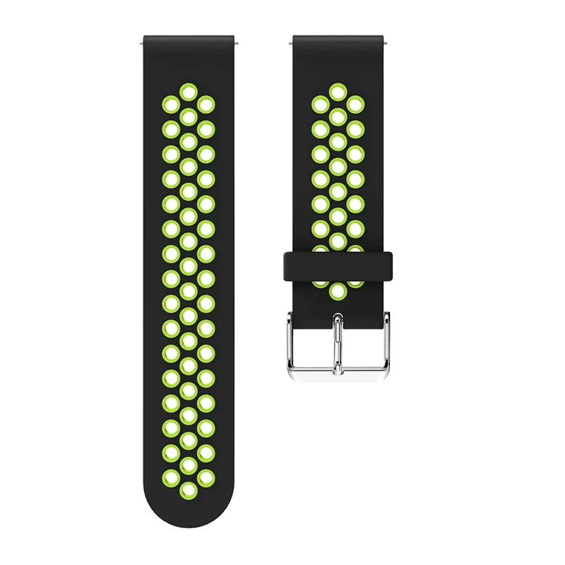 20mm Two-tone Silicone Watch Band for Samsung Galaxy Watch 42mm, Hollow Adjustable Wrist Strap - Black / Green
