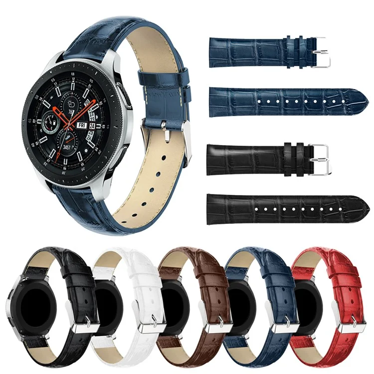 Per Samsung Galaxy Watch 46mm Cinturino in Vera Pelle con Texture Coccodrillo - Nero