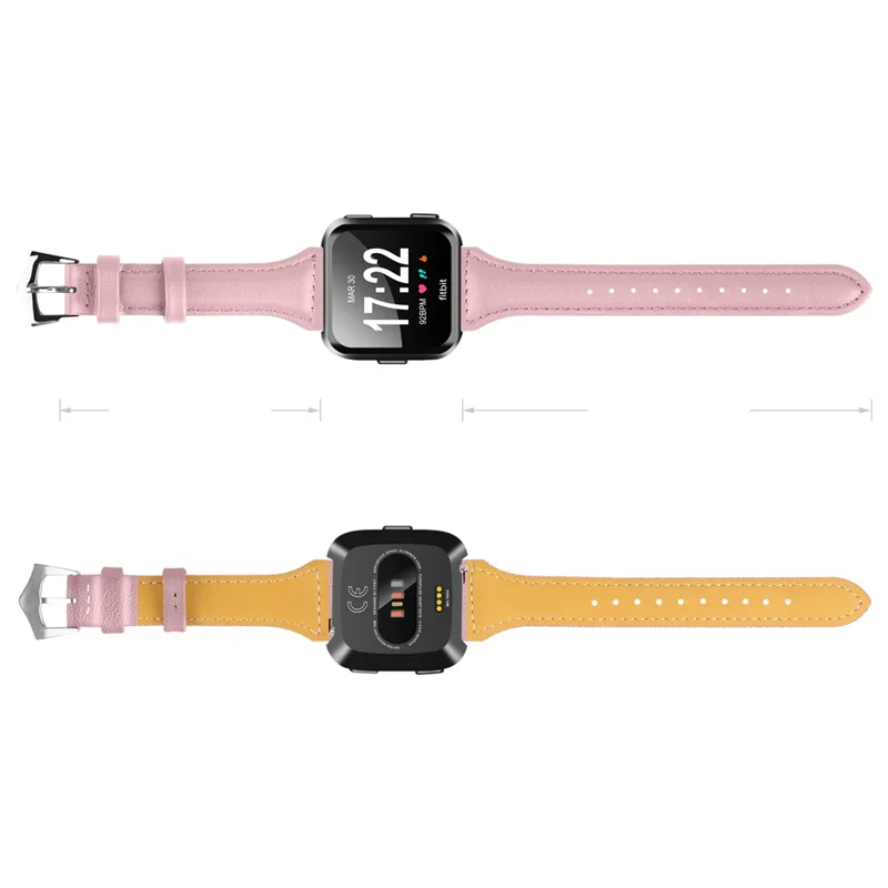 Streamline Design Genuine Leather Watchband Strap for Fitbit Versa - Pink