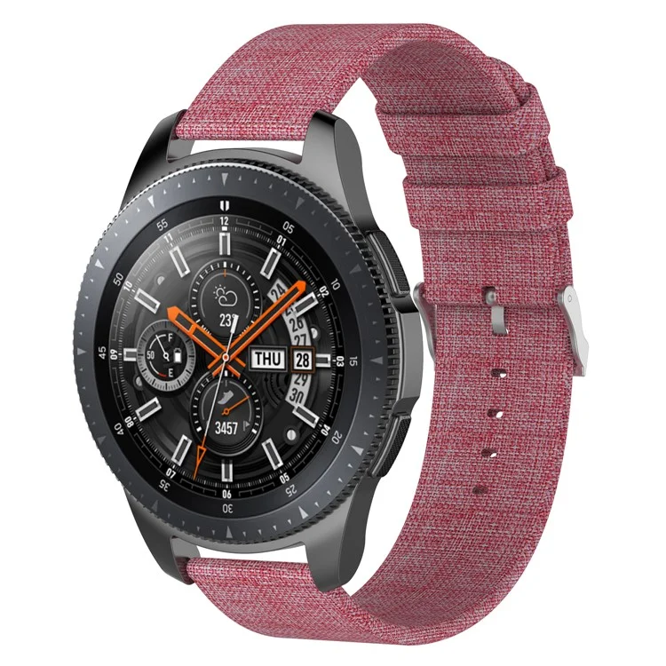 Metal Buckle Nylon Canvas Watch Band Replacement 22mm for Samsung Galaxy Watch 46mm/Garmin Vivoactive 4 - Rose