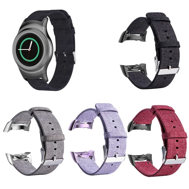 Canvas Metal Buckle Watch Band Für Samsung Gear S2 R720 / R730 - Schwarz