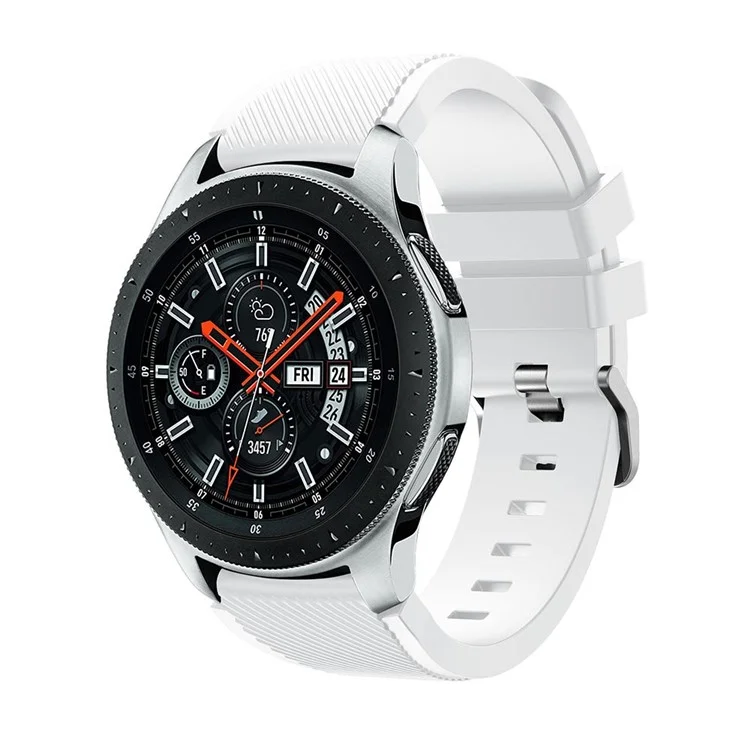 Bracelet de montre en silicone à texture de sergé, réglable, pour Samsung Galaxy Watch 46mm - Blanc