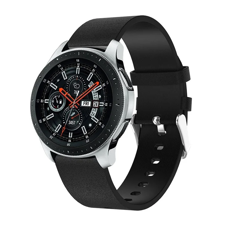 22mm Texturizada Cinta de Couro Genuíno Para a Samsung Galaxy Watch 46mm - Preto