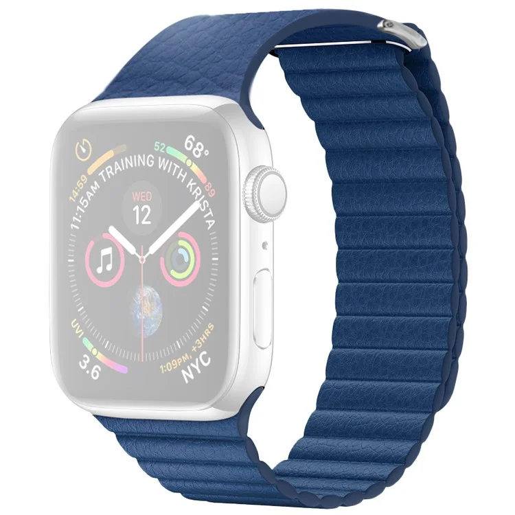 Qialino Magnetic Loop Подличная Кожаная Часовая Замена Группы Для Apple Watch Series 5 44 Мм, Серия 3 / 2 / 1 42 мм - Синий