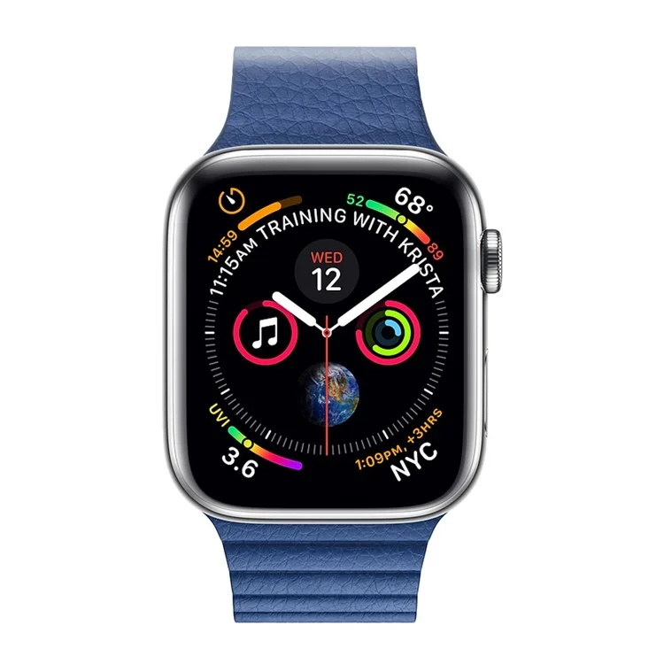 Qialino Magnetic Loop Подличная Кожаная Часовая Замена Группы Для Apple Watch Series 5 44 Мм, Серия 3 / 2 / 1 42 мм - Синий