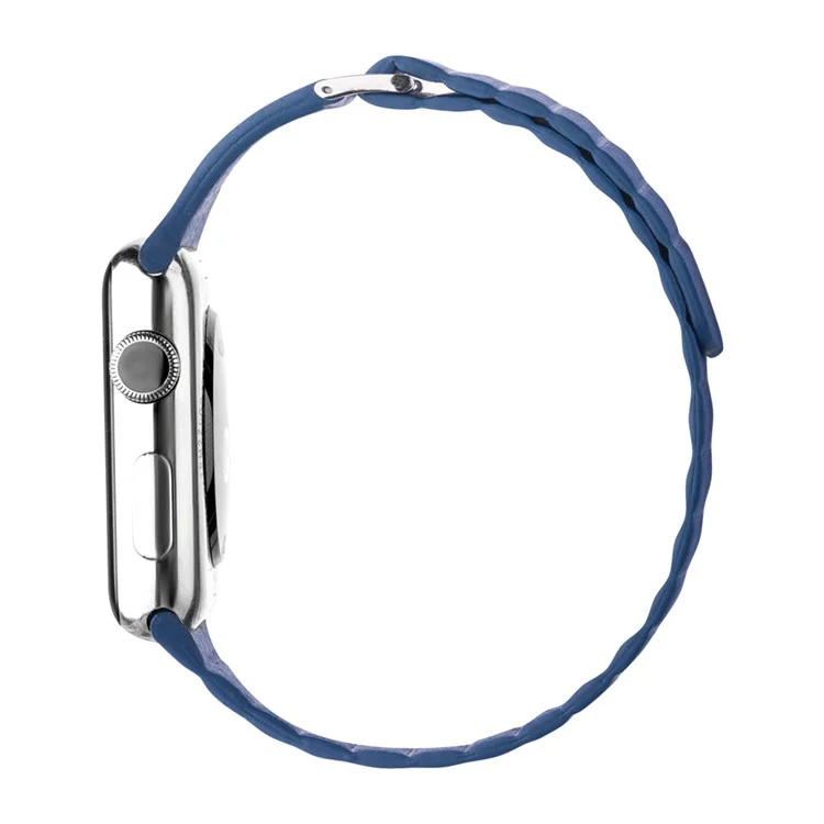 Qialino Magnetic Loop Подличная Кожаная Часовая Замена Группы Для Apple Watch Series 5 44 Мм, Серия 3 / 2 / 1 42 мм - Синий