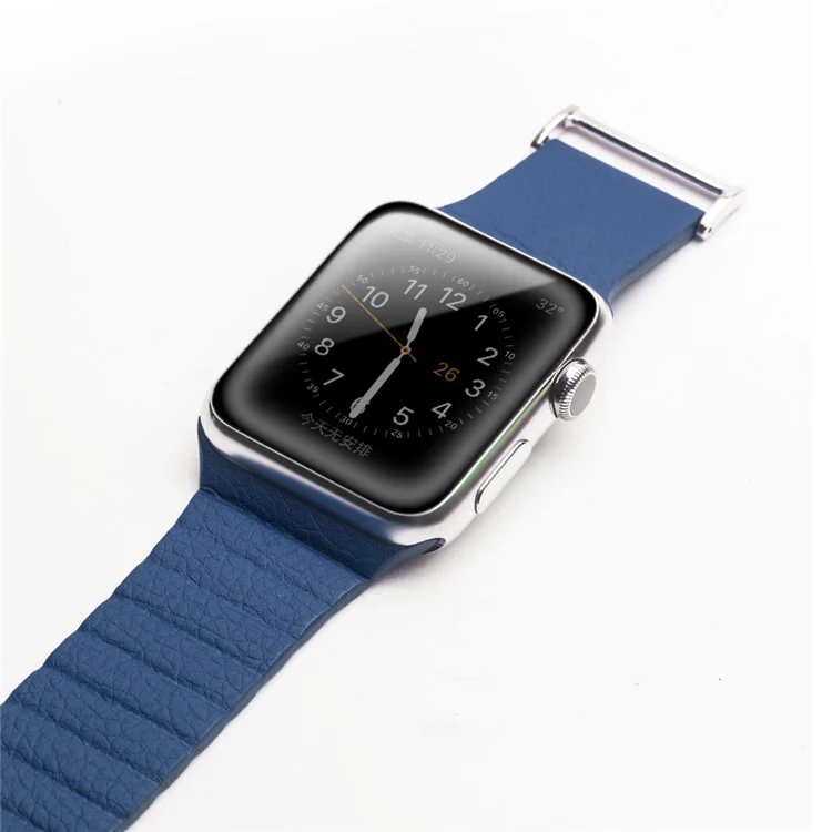 Qialino Magnetic Loop Подличная Кожаная Часовая Замена Группы Для Apple Watch Series 5 44 Мм, Серия 3 / 2 / 1 42 мм - Синий