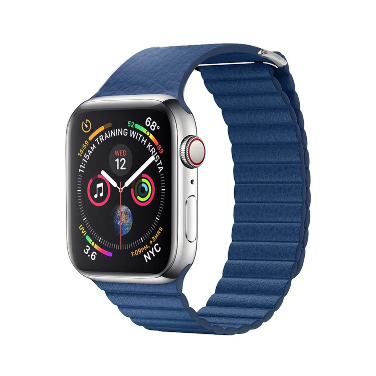 Qialino Magnetic Loop Подличная Кожаная Часовая Замена Группы Для Apple Watch Series 5 44 Мм, Серия 3 / 2 / 1 42 мм - Синий