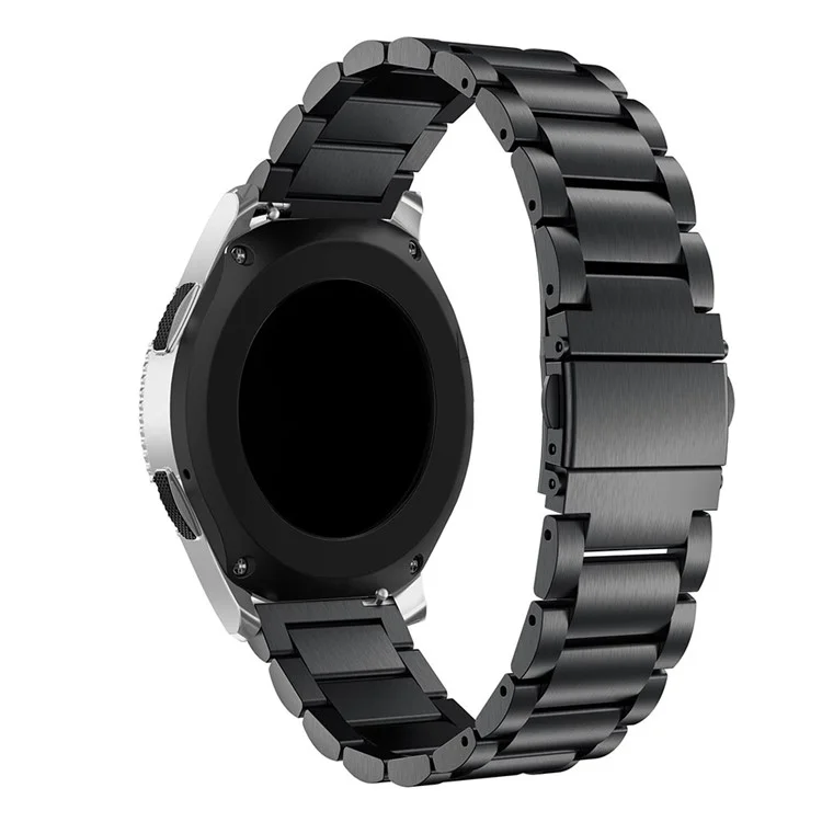 Für Samsung Galaxy Watch 46mm Edelstahl Drei-Perlen-Uhr-Band-Handgelenkband 22mm - Schwarz