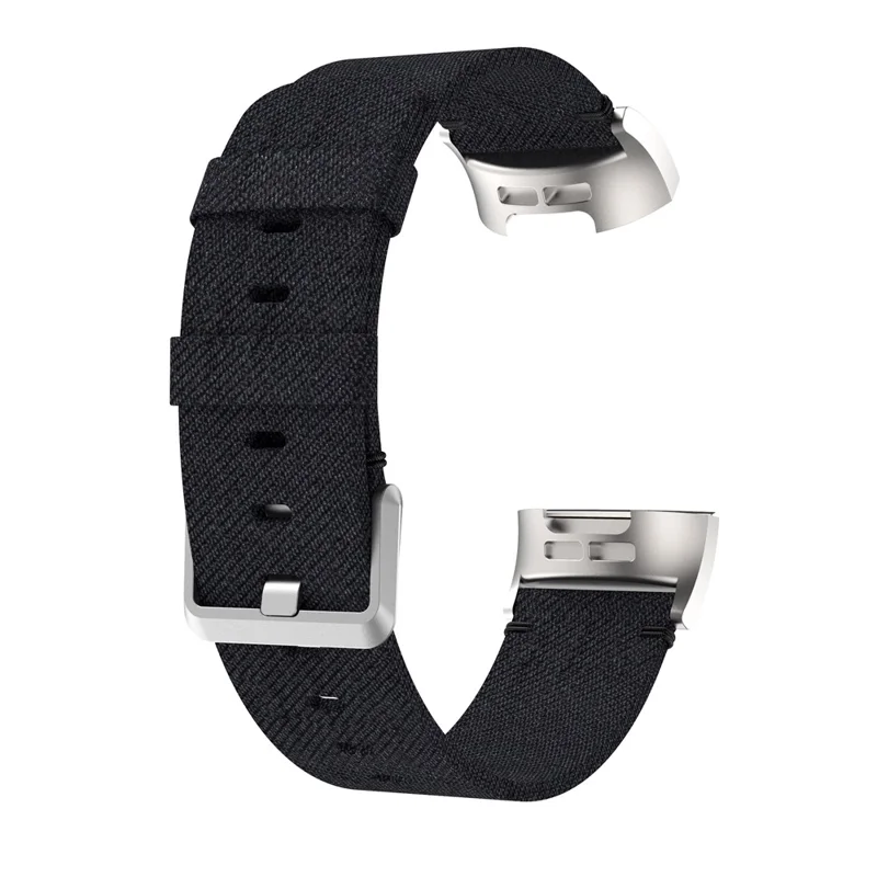 Canvas Watch Band Strap for Fitbit Charge 3 Bracelet Wristband Replacement - Black