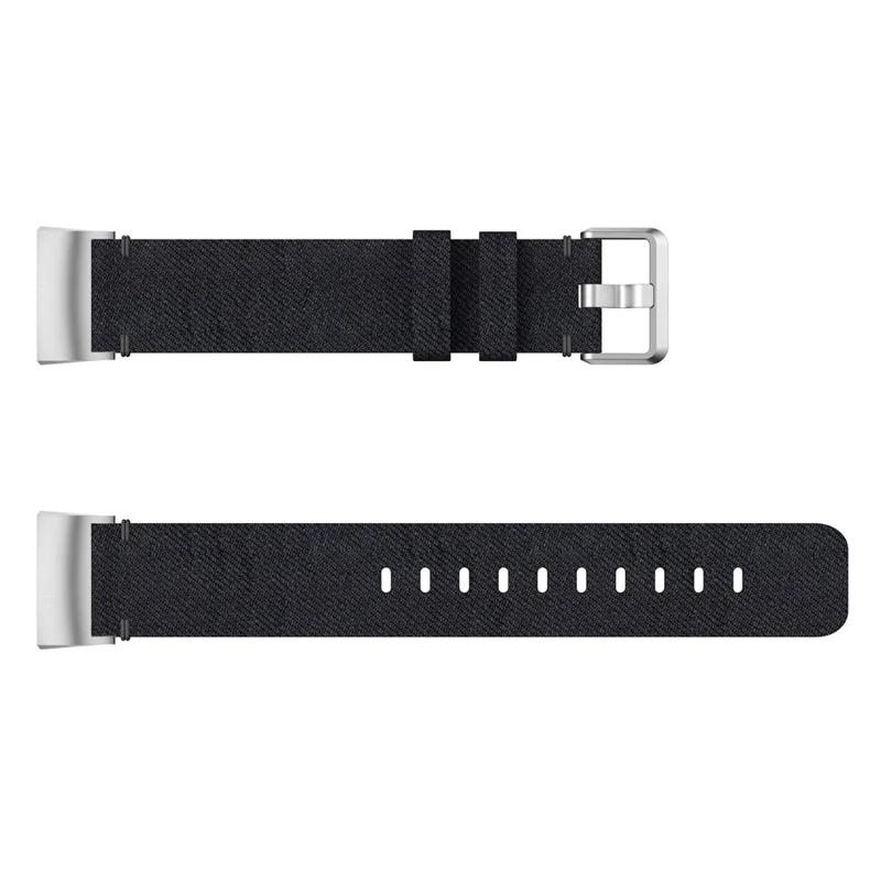 Canvas Watch Band Strap for Fitbit Charge 3 Bracelet Wristband Replacement - Black