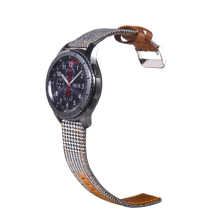 Cloth and Genuine Leather Watch Strap Replacement for 22mm Smart Watch - 006