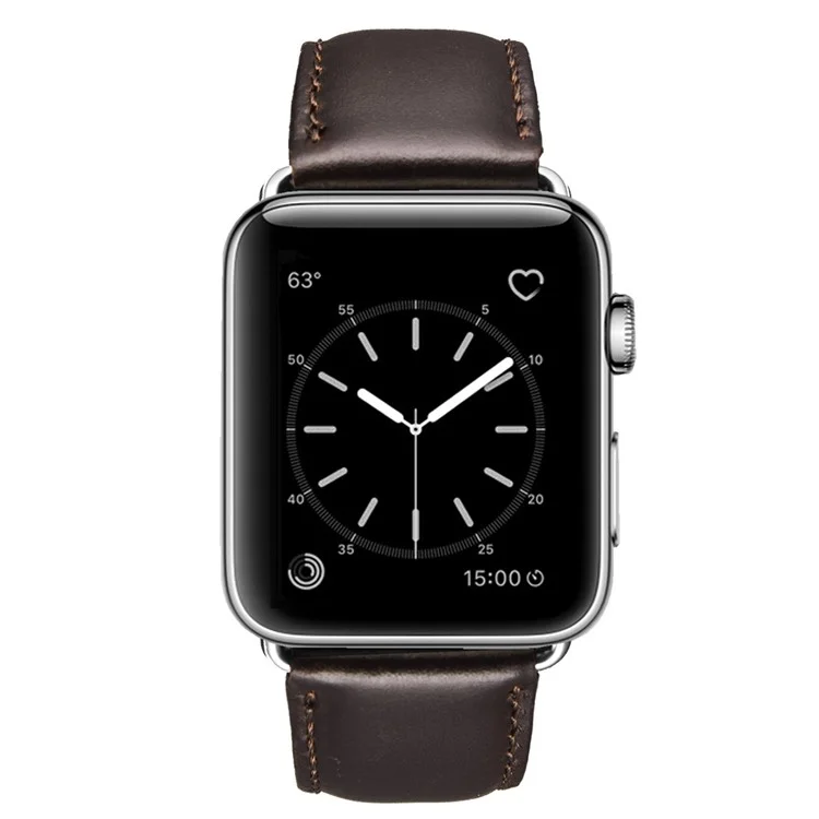 Top -layer Crazy Horse Cowhide Leder Uhrengurt Ersatz Für Apple Watch Serie 7 45 mm /6 SE 5 4 44 Mm, Serie 3 / 2 / 1 42 mm - Kaffee