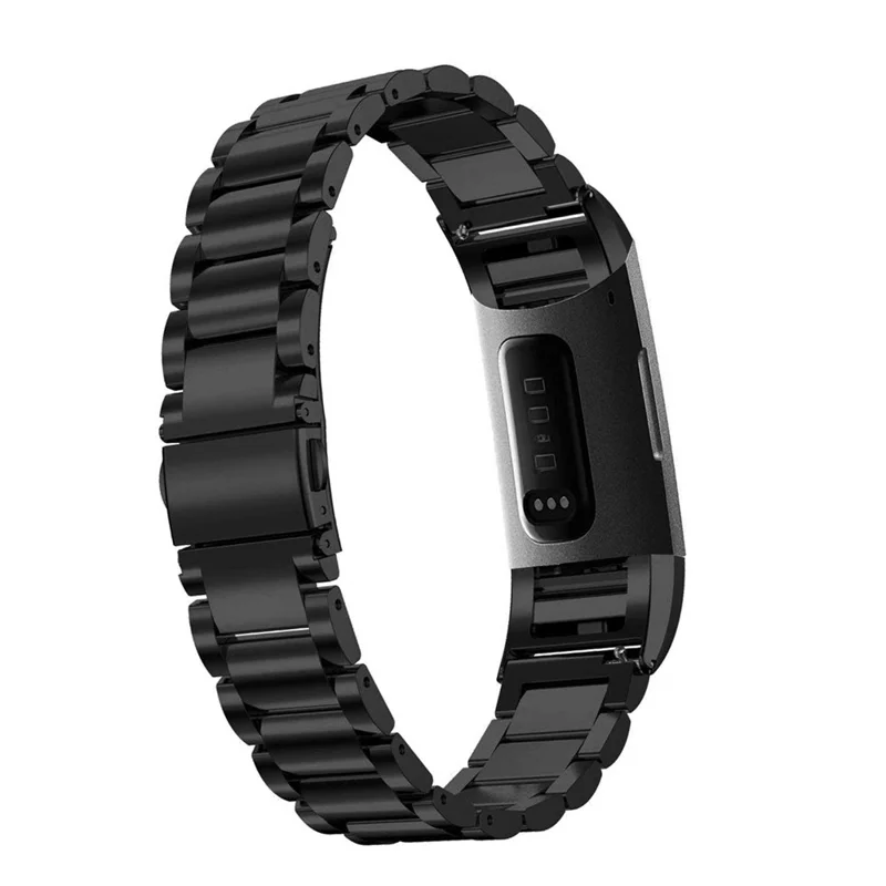 Stainless Steel Three Beads Watch Strap for Fitbit Charge 4 / 3 - Black
