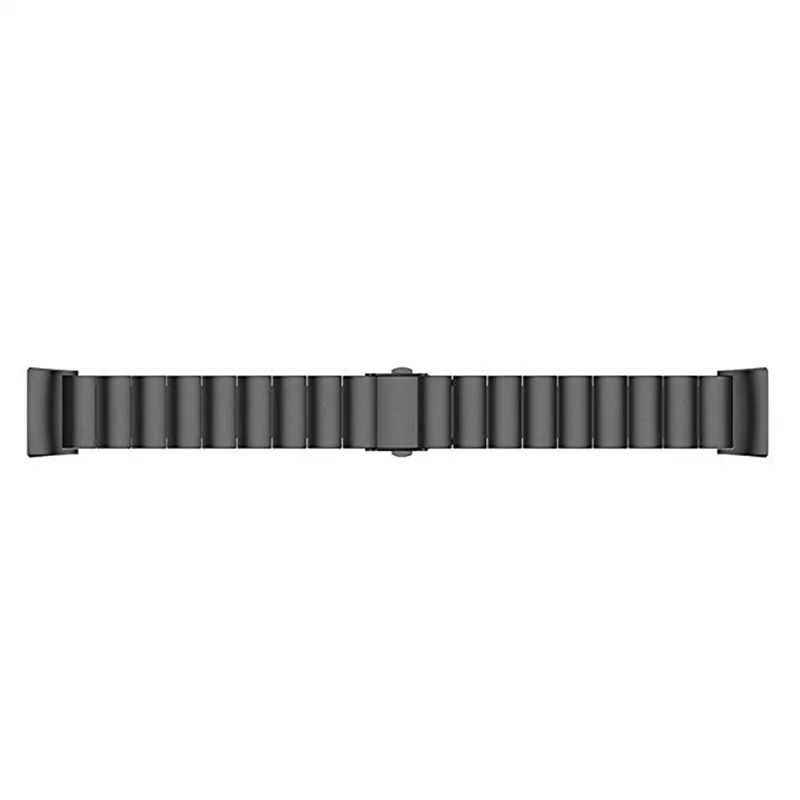 Luxury Metal Watch Strap Replacement with Folding Clasp for Fitbit Charge 4 / 3 - Black