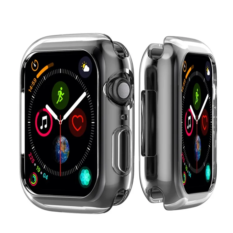 Flexible Soft Silicone Anti-aging Watch Case for Apple Watch Series 4 / 5 / 6 44mm / SE 44mm / SE (2022) 44mm - Transparent