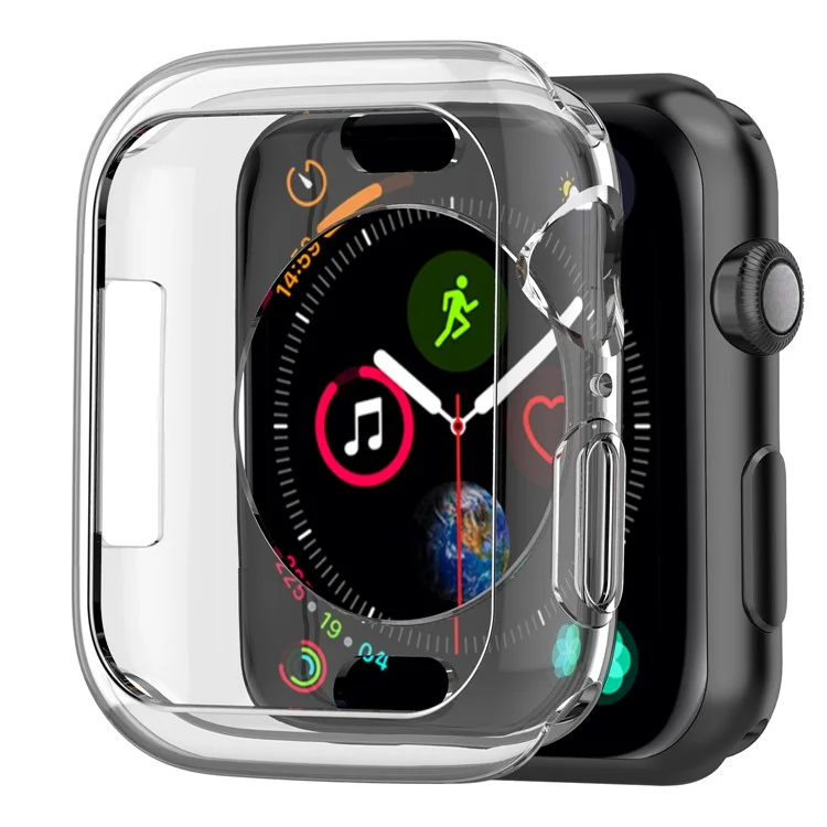 Flexible Soft Silicone Anti-aging Watch Case for Apple Watch Series 4 / 5 / 6 44mm / SE 44mm / SE (2022) 44mm - Transparent