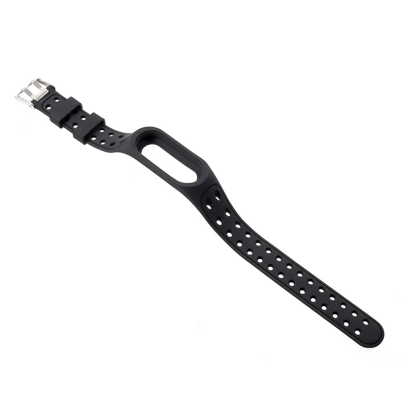 Breathable Bi-color Silicone Watch Strap for Xiaomi Mi Smart Band 4 / Mi Band 3 - All Black