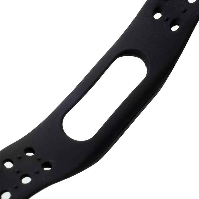 Breathable Bi-color Silicone Watch Strap for Xiaomi Mi Smart Band 4 / Mi Band 3 - All Black