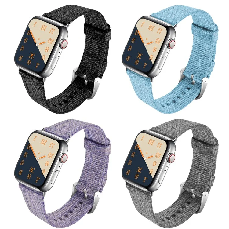 Klassiker Schnalle Nylon Watch Armband Ersatz Für Apple Watch Serie 7 45mm/ Serie 6 SE 5 4 44mm, Serie 3 / 2 / 1 42 mm - Schwarz